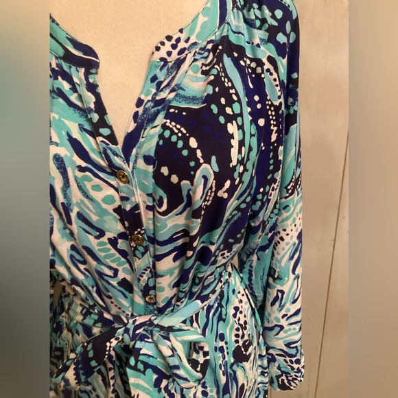 Lilly Pulitzer Bailor Dress Women Crash the Bash Button-Up Stretch V-neck Sz-XL - Picture 10 of 13